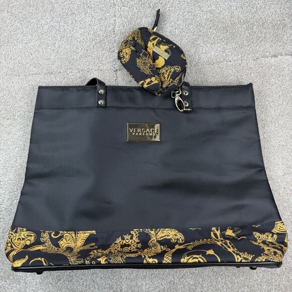 Versace Parfums Black & Gold Tote Bag Set – New with Matching Small Pouch - Picture 1 of 7